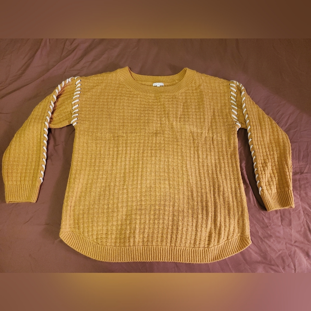B2G1F Kate And Sam XL Mustard Yellow Sweater with White Accents